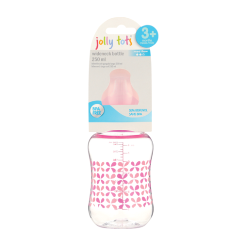 Jolly Tots Medium Flow Wide Neck Baby Bottle 250ml