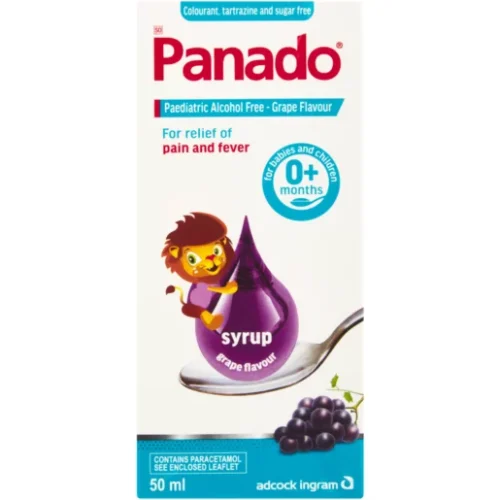 Panado Paediatric Alcohol Free Pain Syrup Grape 50ml
