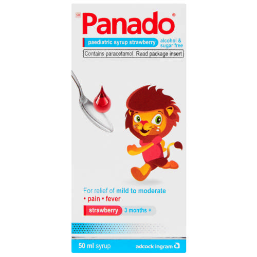 Panado Paediatric Syrup Strawberry Alcohol & Sugar Free 50ml