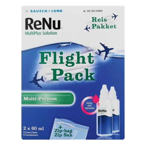 Renu Multiplus Flight Pack 2x60ml multipurpose contact lens solution