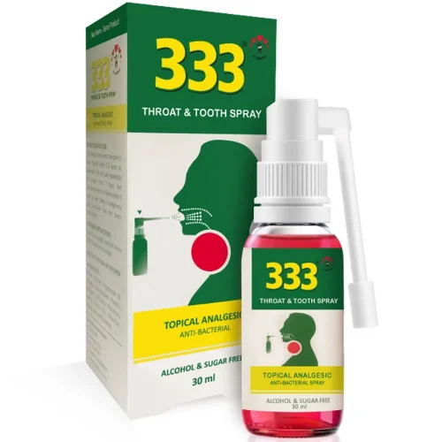 333 throat and tooth spray 30ml, 333 throat spray, 333 mouth spray, throat and tooth spray, sore throat relief, mouth pain relief, antiseptic throat spray, oral pain spray, mint throat spray, over the counter throat spray