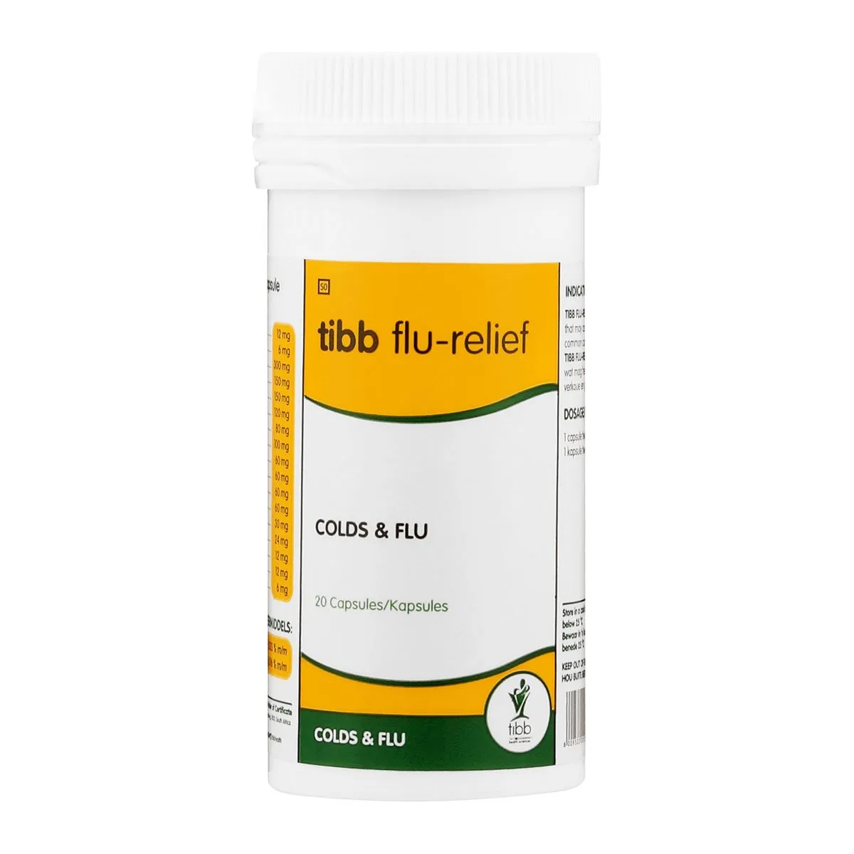 Tibb Flu-relief 20 Capsules pack for cold and flu relief